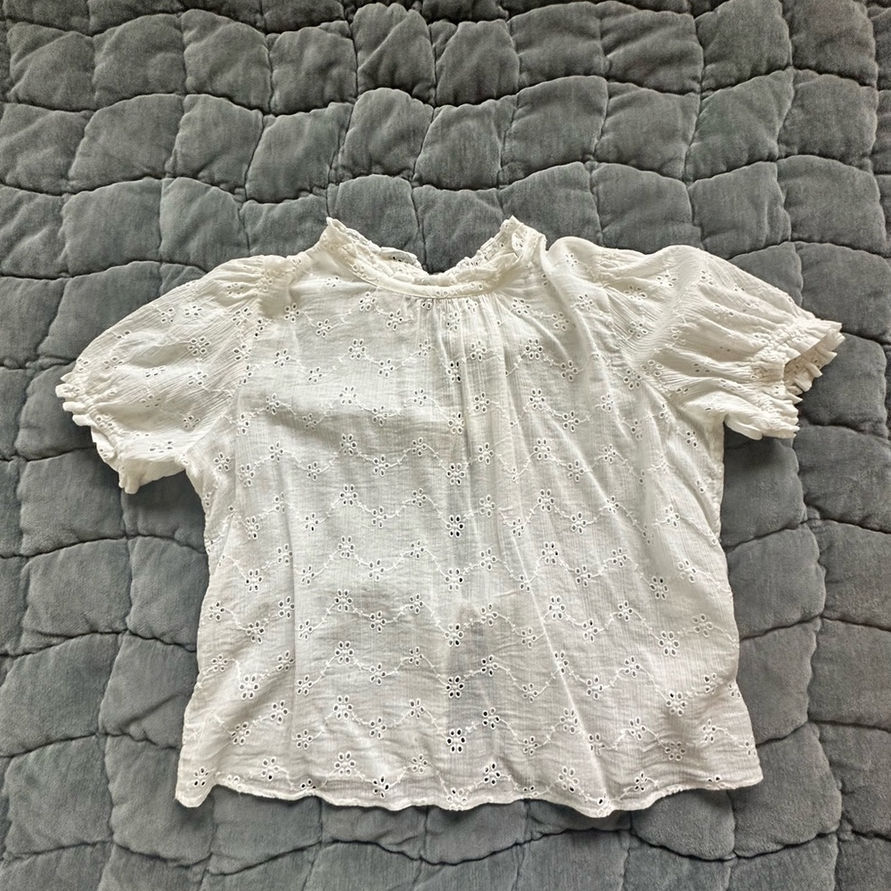 Free People White Eyelet Blouse